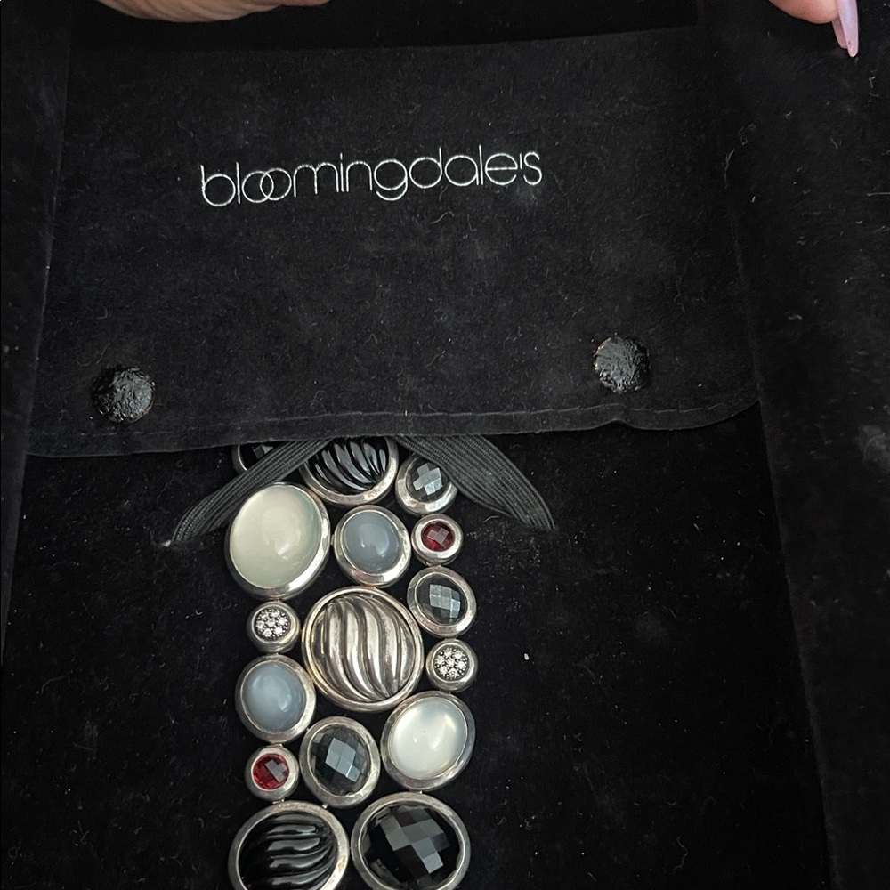 Bloomingdale's Silver Tone Multi-Stone Bracelet - Black, Gray, White